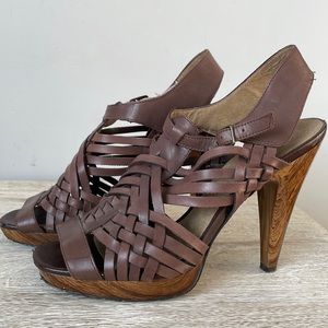 Brown Open-toed heels (LEATHER) 8.5W